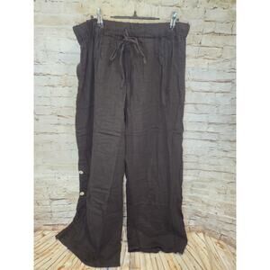 Rhea Cotton Pants Womens Size Large/XL NWT Buttons Down Sides